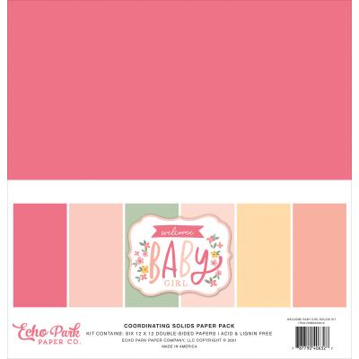 Echo Park Welcome Baby Girl Cardstock - Solids Kit
